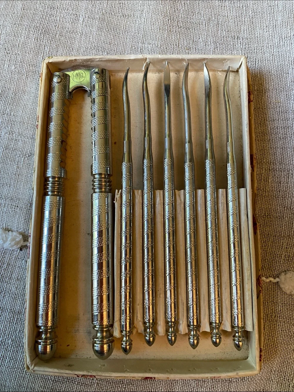 Vintage HMQ Nutcracker and Seafood picker set in original box